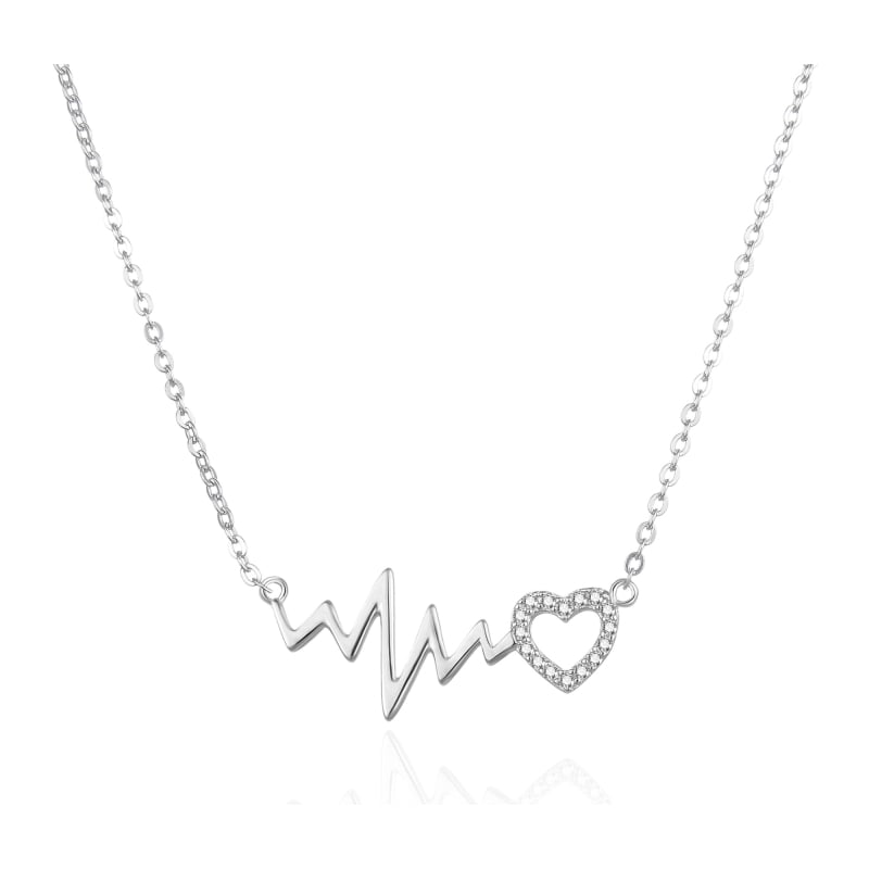 Stříbrný náhrdelník EKG křivka a Srdce AGT-N015W Agato
