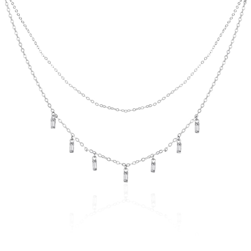 Dvojitý stříbrný náhrdelník se zirkony AGT-N007W Agato