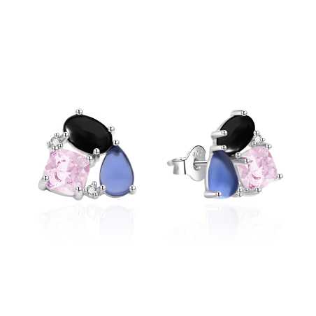 Originální stříbrné náušnice s barevnými zirkony AGT-E129PC Agato