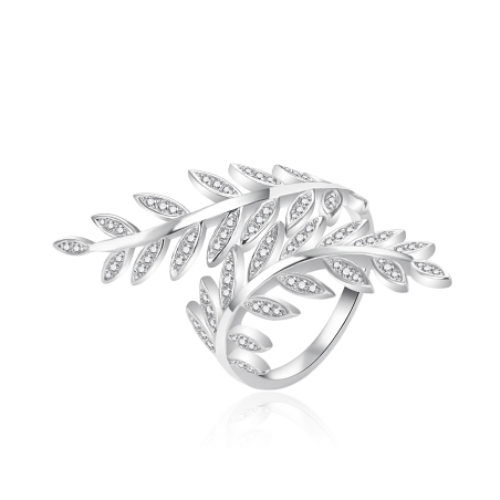Výrazný stříbrný prsten s lístečky AGT-R27W Agato / Obvod: 57 mm - 57 mm