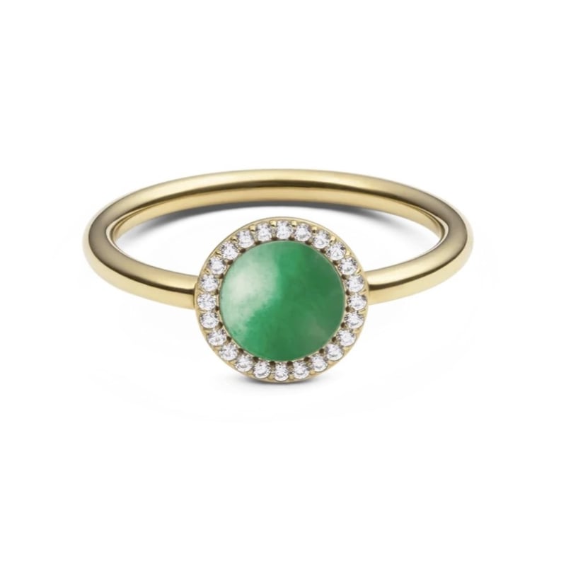 Pozlacený prsten s jadeitem a krystaly Audrey DW0040134 Daniel Wellington / Obvod: 52 mm - 52 mm