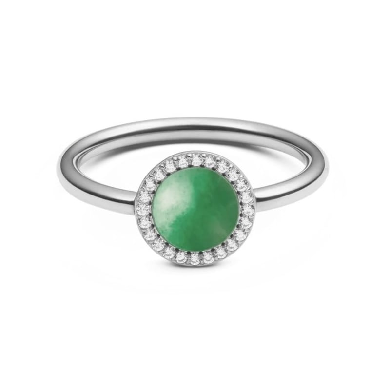 Ocelový prsten s jadeitem a krystaly Audrey DW0040135 Daniel Wellington / Obvod: 60 mm - 60 mm