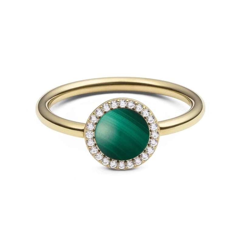 Elegantní pozlacený prsten s malachitem a krystaly Audrey DW0040133 Daniel Wellington / Obvod: 50 mm - 50 mm Elegantní pozlacený prsten s malachitem a krystaly Audrey DW0040133 Daniel Wellington / Obvod: 50 mm - 50 mm