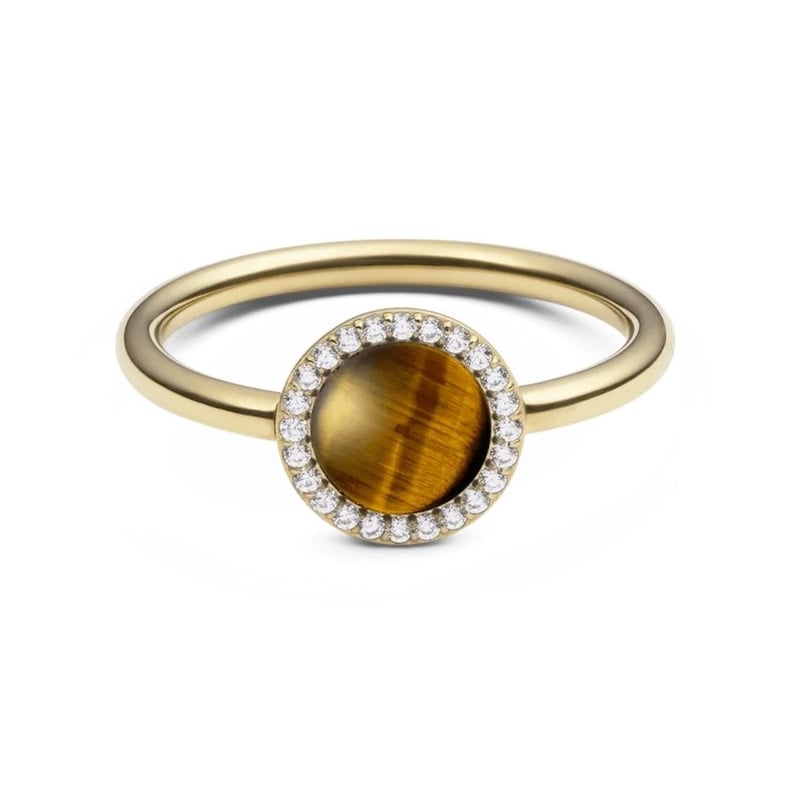 Pozlacený prsten s tygřím okem a krystaly Audrey DW0040122 Daniel Wellington / Obvod: 54 mm - 54 mm