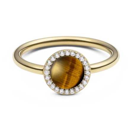 Pozlacený prsten s tygřím okem a krystaly Audrey DW0040122 Daniel Wellington / Obvod: 62 mm - 62 mm