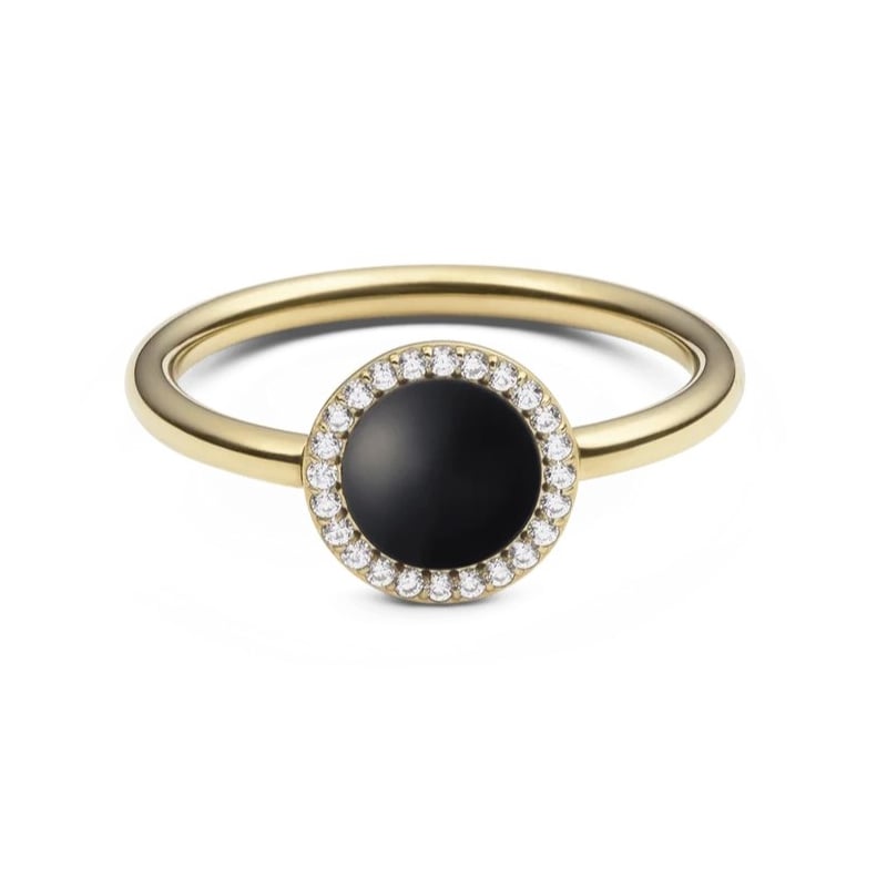 Luxusní prsten s černým achátem a krystaly Audrey DW0040139 Daniel Wellington / Obvod: 56 mm - 56 mm