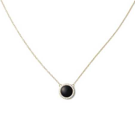 Krásný pozlacený náhrdelník s černým achátem a krystaly Audrey DW00401444 Daniel Wellington