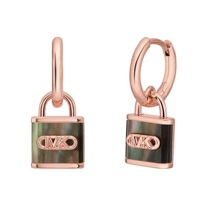 Pozlacené kruhové náušnice s perletí Kors Lock MKC1743TL791 Michael Kors Pozlacené kruhové náušnice s perletí Kors Lock MKC1743TL791 Michael Kors