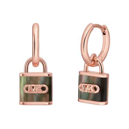 Pozlacené kruhové náušnice s perletí Kors Lock MKC1743TL791 Michael Kors