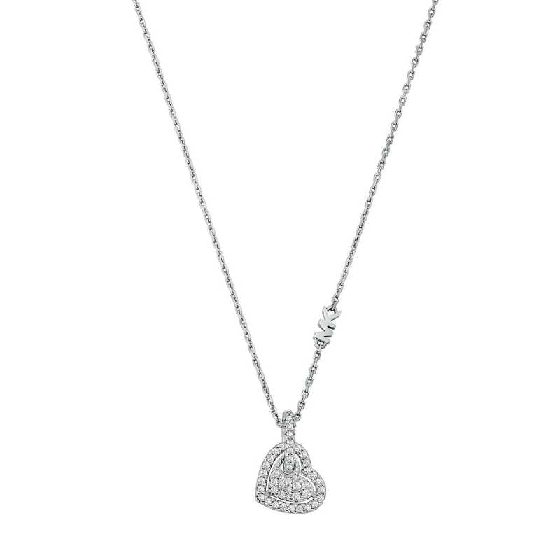Stříbrný náhrdelník Srdce se zirkony Premium MKC1747CZ040 (řetízek, přívěsek) Michael Kors Stříbrný náhrdelník Srdce se zirkony Premium MKC1747CZ040 (řetízek, přívěsek) Michael Kors