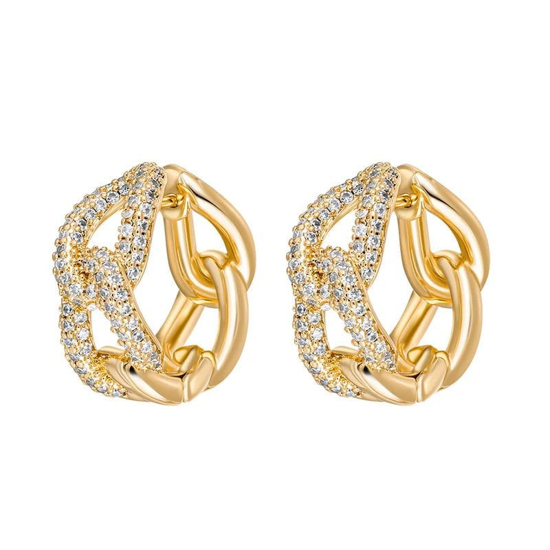 Masivní pozlacené náušnice s krystaly Luxury 42311.G Crystalp