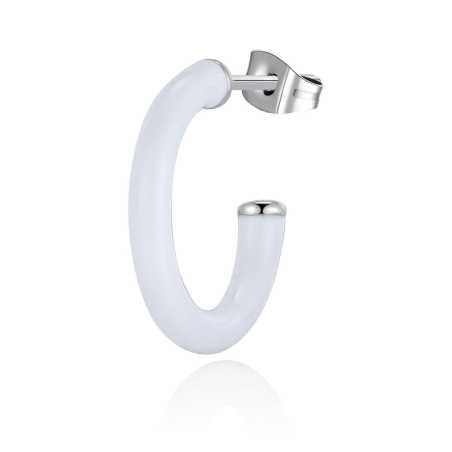 Single kruhová náušnice s bílým smaltem Vibes SVB46 S Agapo