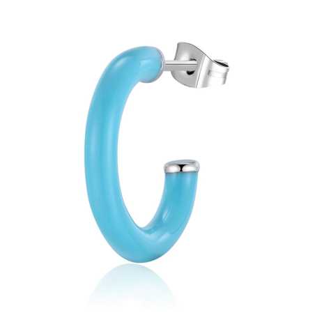 Single kruhová náušnice se světle modrým smaltem Vibes SVB45 S Agapo