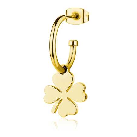 Pozlacená single náušnice Čtyřlístek Smile SSM026 S Agapo
