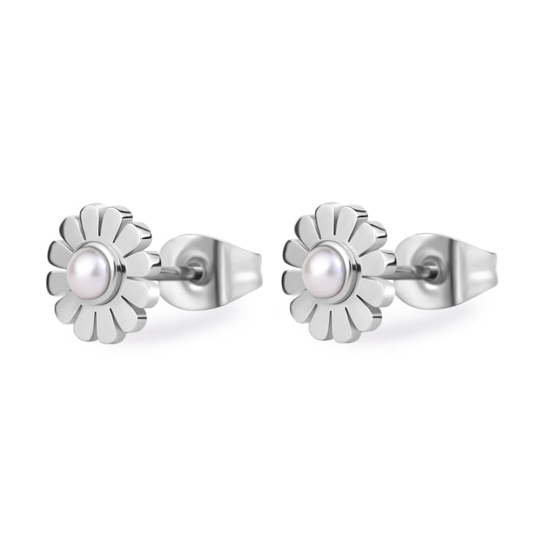 Ocelové náušnice Kytičky s perlami Message SSG34 S Agapo