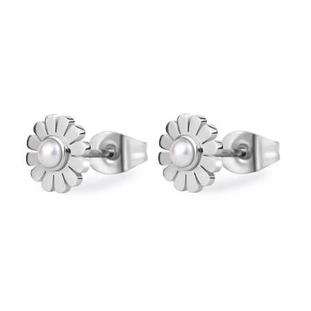 Ocelové náušnice Kytičky s perlami Message SSG34 S Agapo