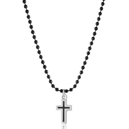 Korálkový pánský náhrdelník s křížkem Charisma SHS02 S Agapo