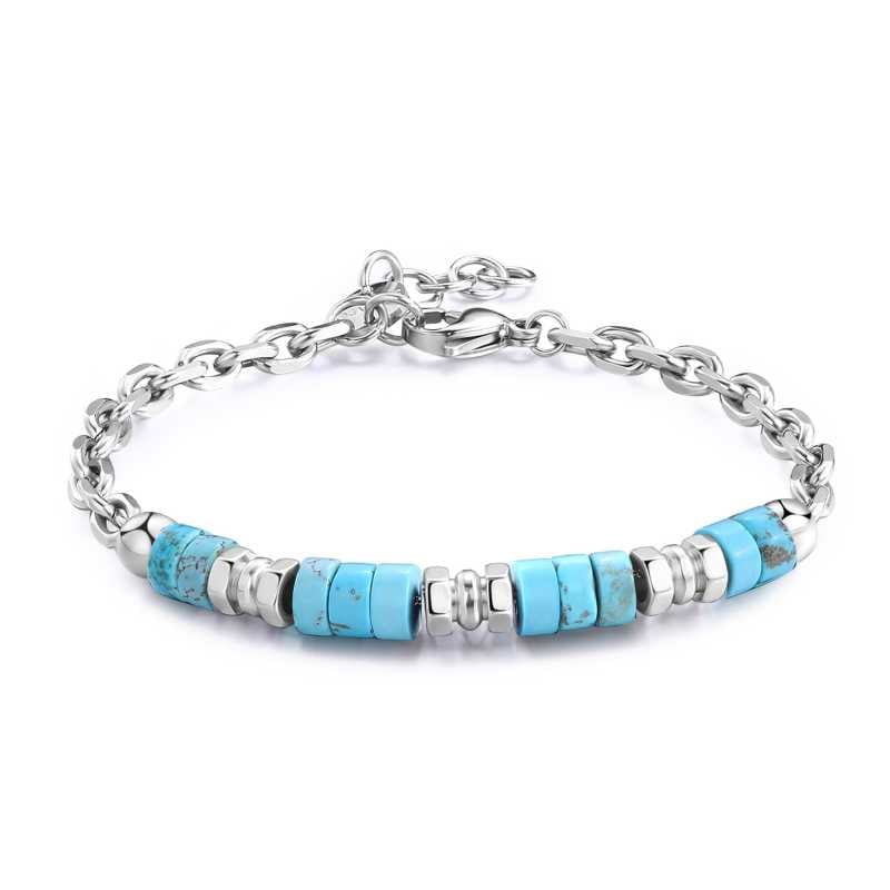 Pánský ocelový náramek s tyrkysem Riot SRT31 S Agapo Pánský ocelový náramek s tyrkysem Riot SRT31 S Agapo