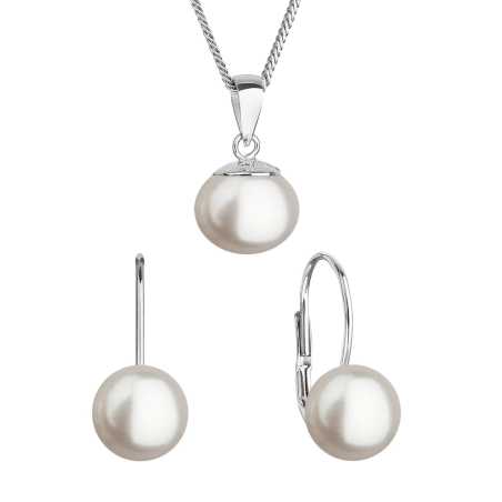 Sada stříbrných šperků s pravými perlami 29081.1 (náušnice, řetízek, přívěsek) Evolution Group