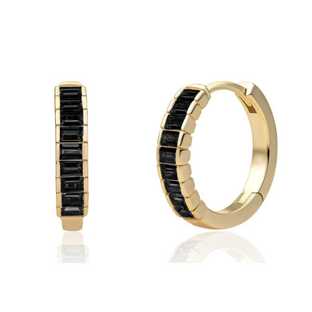 Pozlacené náušnice s černými kubickými zirkony EAG23-CZ02 Sparkling