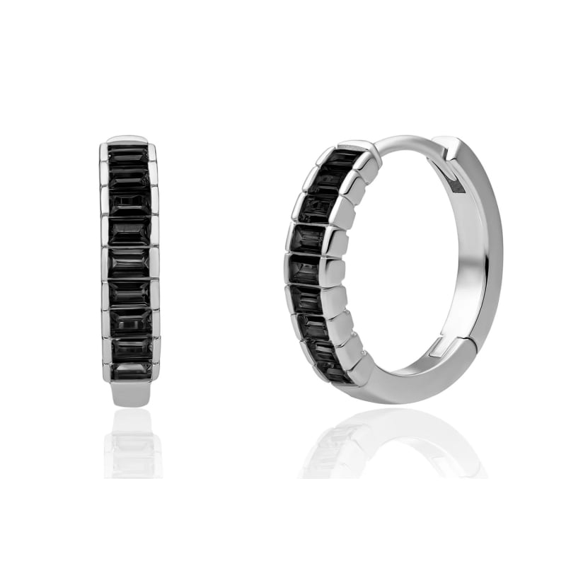 Stříbrné náušnice s černými kubickými zirkony EAS23-CZ02 Sparkling