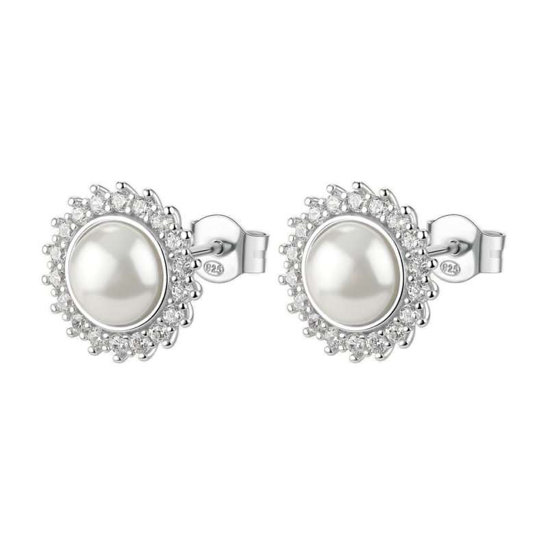 Úchvatné stříbrné náušnice s perlou Fancy Infinite White FIW146 Brosway