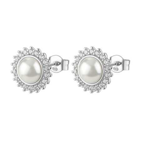 Úchvatné stříbrné náušnice s perlou Fancy Infinite White FIW146 Brosway