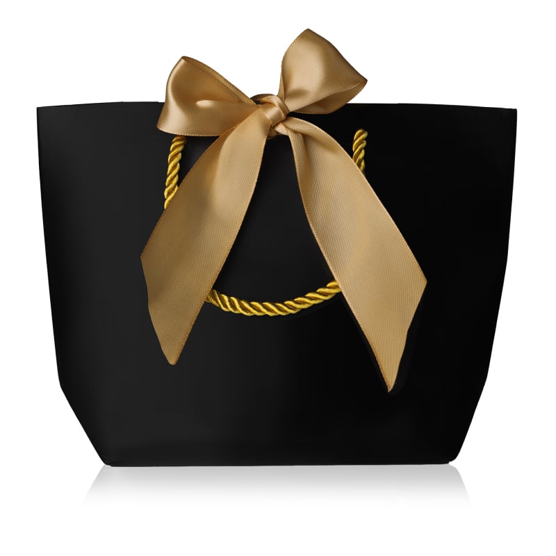 Černá dárková taška se zlatou stuhou M Troli Černá dárková taška se zlatou stuhou M Troli