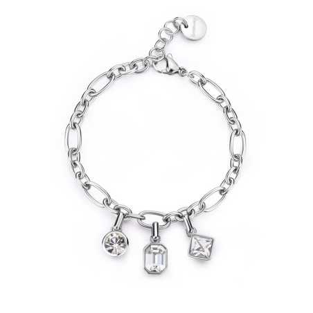 Třpytivý ocelový náramek s přívěsky Symphonia BYM191 Brosway