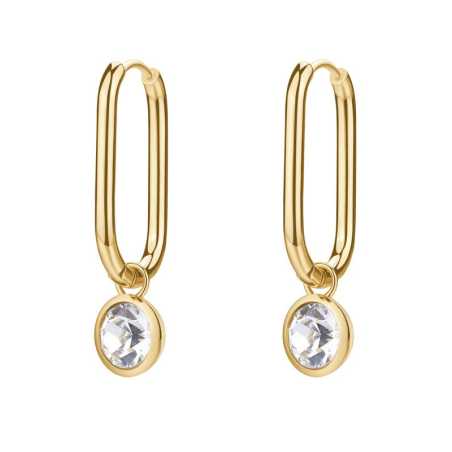Oválné pozlacené náušnice 2v1 s krystalem Symphonia BYM194 Brosway
