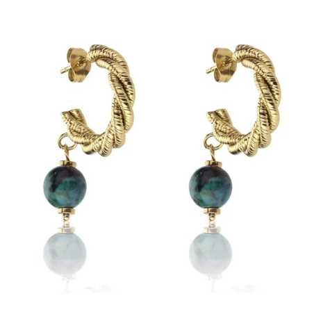 Módní pozlacené náušnice Grace Green Earrings MCE23004G Marc Malone