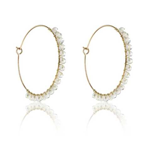 Fashion pozlacené kruhy Naomi White Earrings MCE23029G Marc Malone