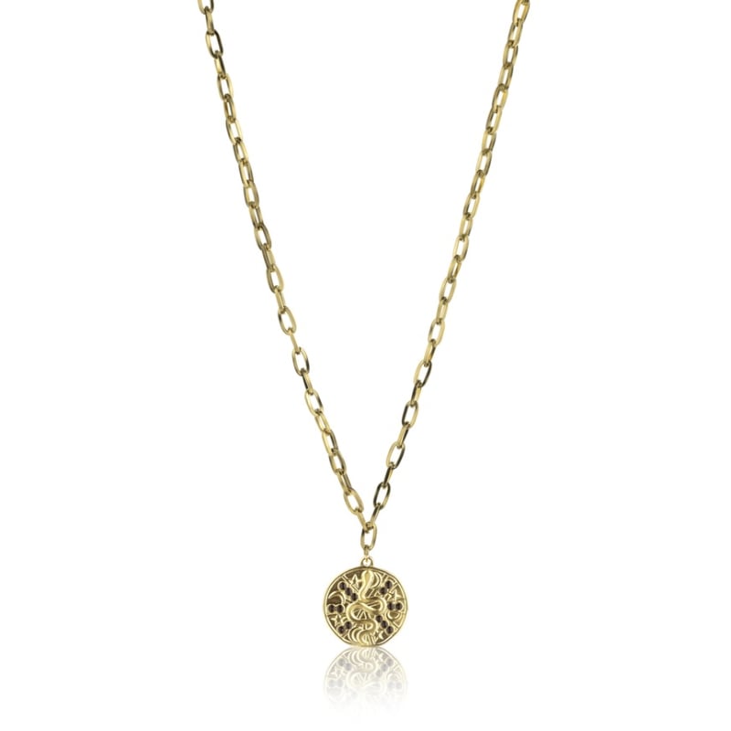 Výrazný pozlacený náhrdelník Ariana Black Necklace MCN23021G Marc Malone