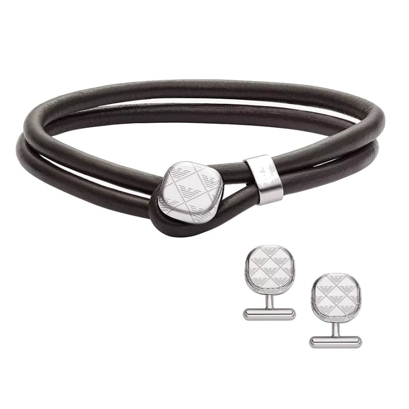 Set koženého náramku a manžetových knoflíčků EGS3151SET Emporio Armani Set koženého náramku a manžetových knoflíčků EGS3151SET Emporio Armani