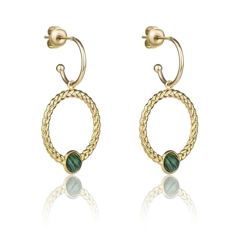 Pozlacené náušnice 2v1 Ellie Green Earrings MCE23001G Marc Malone