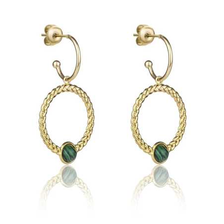 Pozlacené náušnice 2v1 Ellie Green Earrings MCE23001G Marc Malone