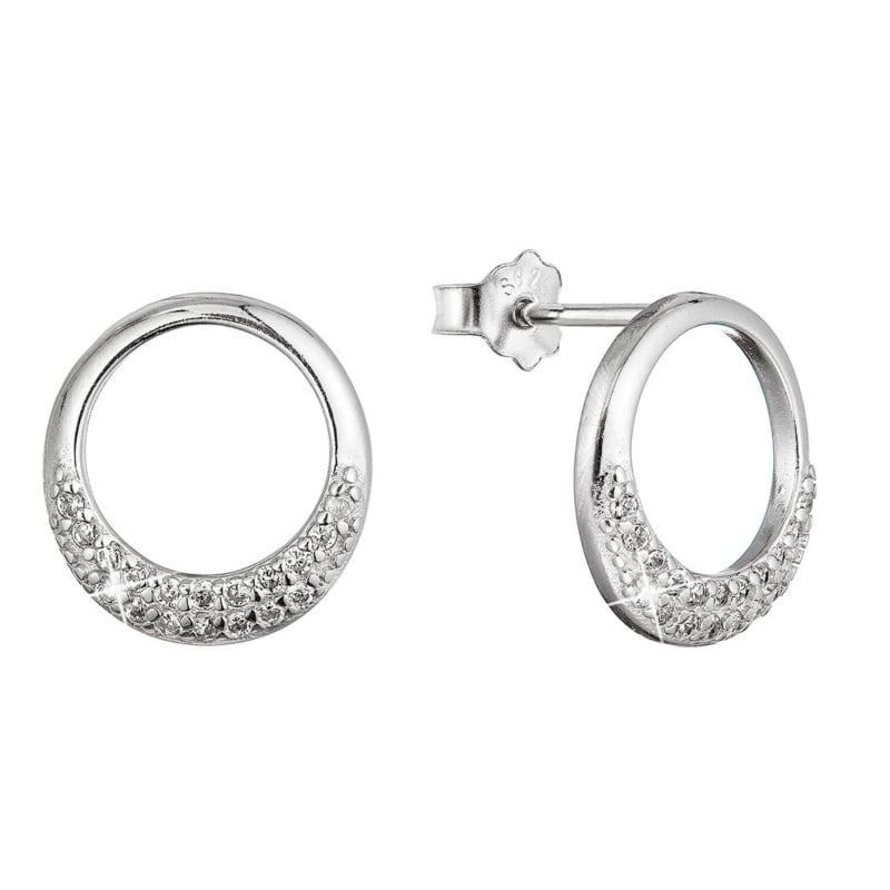 Minimalistické stříbrné náušnice se zirkony 11528.1 crystal Evolution Group