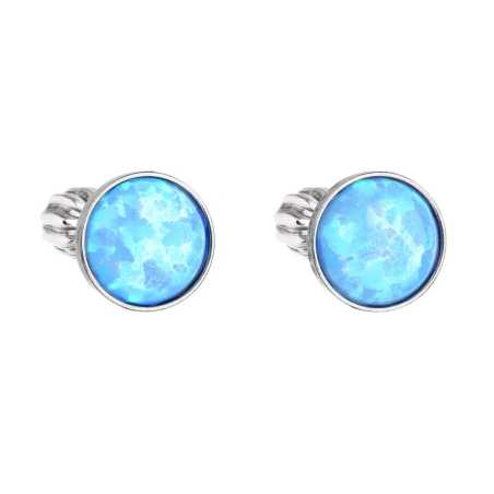 Stříbrné náušnice se světle modrým syntetickým opálem 11001.3 lt.blue Evolution Group