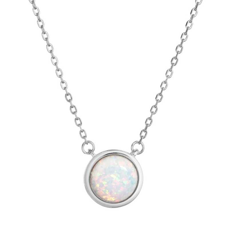 Půvabný náhrdelník se syntetickým opálem 12065.1 white Evolution Group Půvabný náhrdelník se syntetickým opálem 12065.1 white Evolution Group