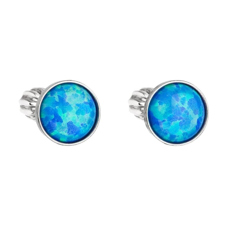 Stříbrné náušnice s modrým syntetickým opálem 11001.3 blue Evolution Group