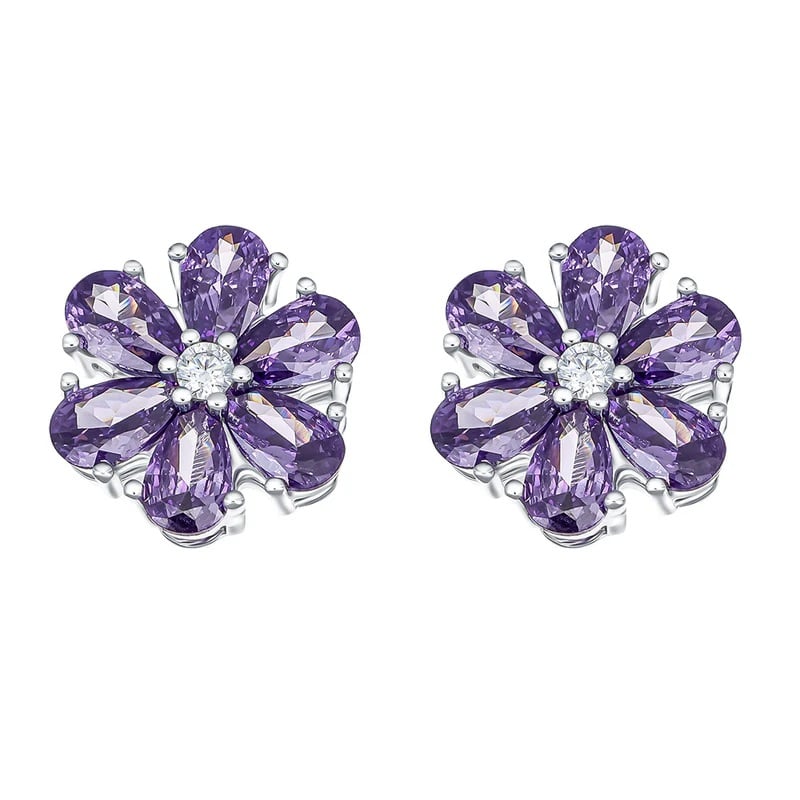 Kytičkové náušnice s fialovými krystaly Flower Kiss 42288.VIO.R Crystalp Kytičkové náušnice s fialovými krystaly Flower Kiss 42288.VIO.R Crystalp