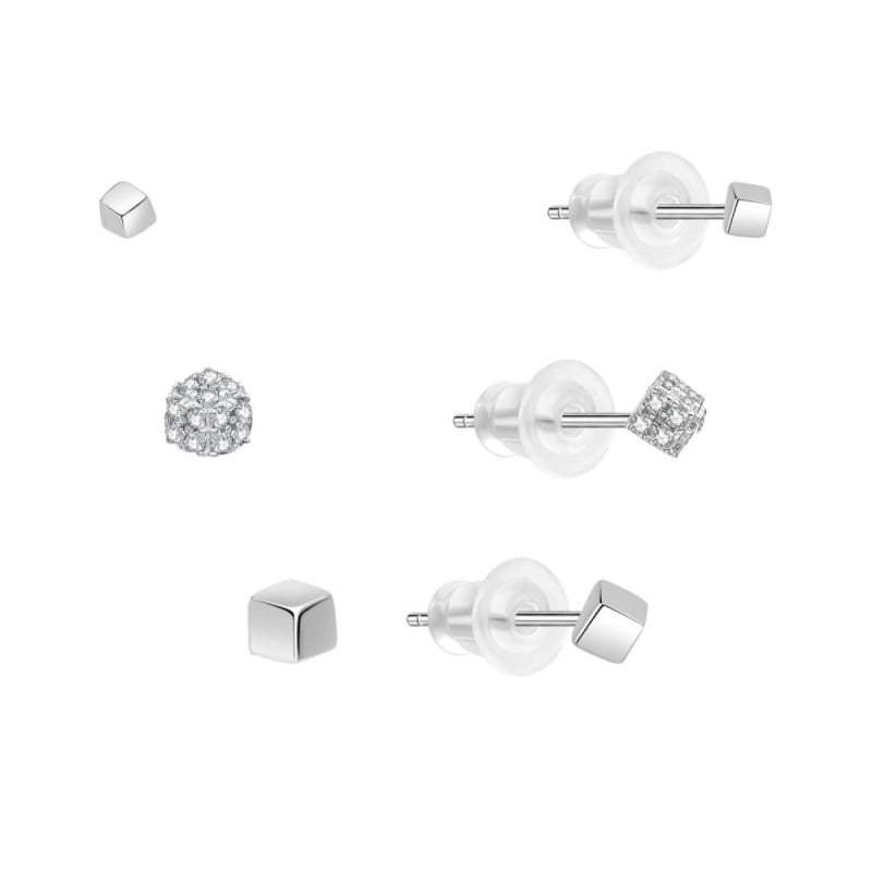 Minimalistická sada stříbrných náušnic E0004884 (3 páry náušnic) Moiss