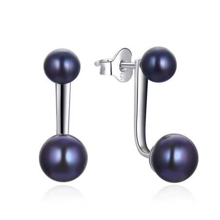 Elegantní stříbrné náušnice s perlou 2v1 E0004867 Moiss