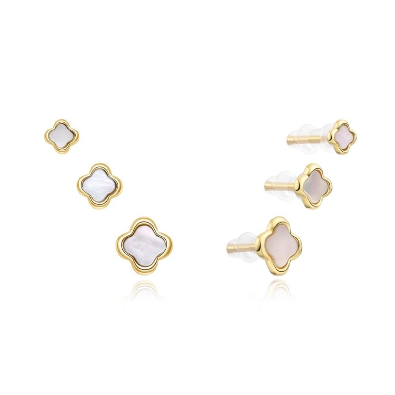 Pozlacená sada půvabných náušnic pecky E0004637 (3 páry náušnic) Moiss