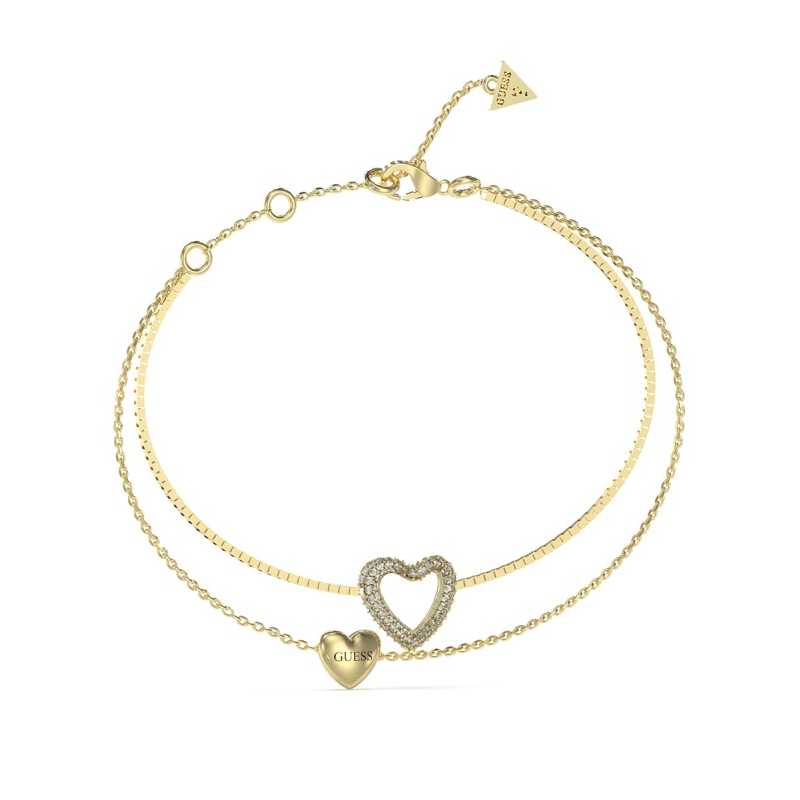 Dvojitý pozlacený náramek se srdíčky Beloved JUBB05027JWYG Guess / Délka: 14,5 cm Dvojitý pozlacený náramek se srdíčky Beloved JUBB05027JWYG Guess / Délka: 14,5 cm