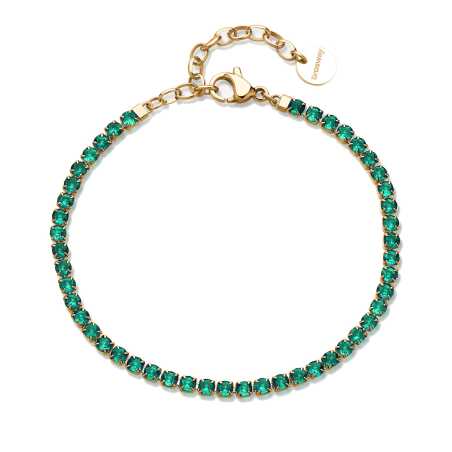 Tenisový pozlacený náramek se zelenými zirkony Desideri BEI102 Brosway