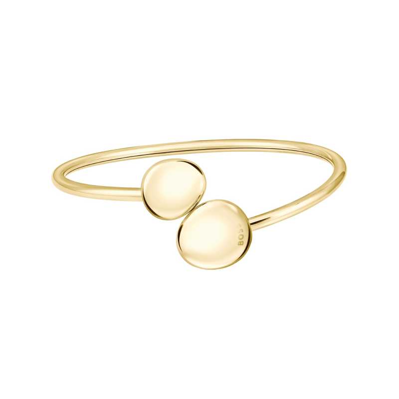 Stylový pevný náramek z pozlacené oceli Nugget 1580713 Hugo Boss Stylový pevný náramek z pozlacené oceli Nugget 1580713 Hugo Boss