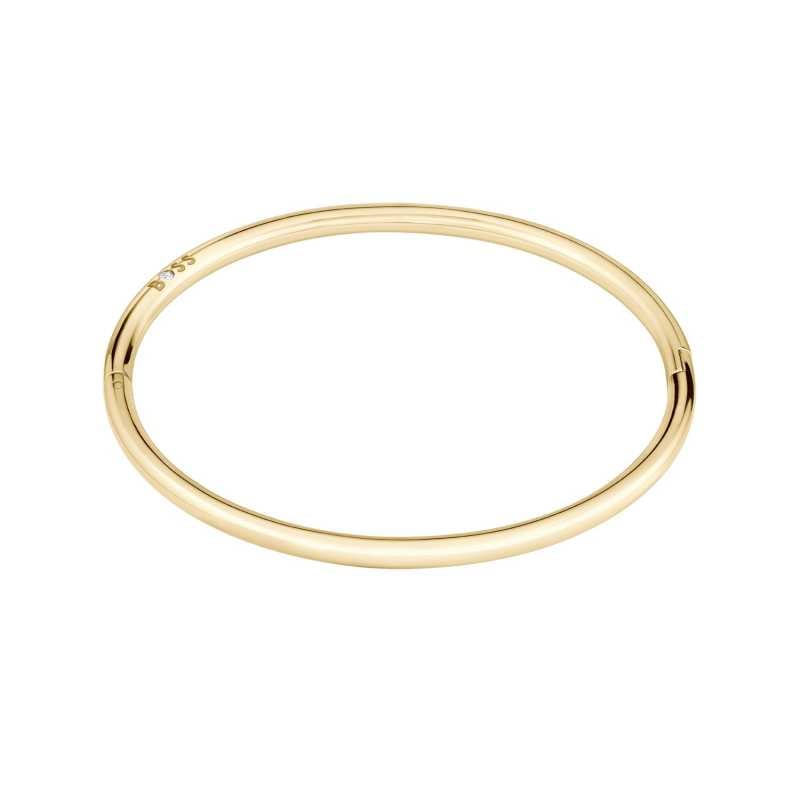 Minimalistický pevný náramek z pozlacené oceli Live 1580686 Hugo Boss Minimalistický pevný náramek z pozlacené oceli Live 1580686 Hugo Boss