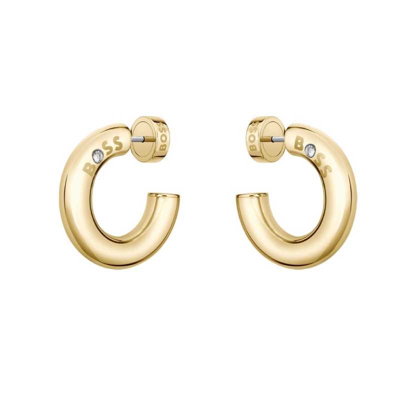 Módní kruhové náušnice z pozlacené oceli Live 1580690 Hugo Boss Módní kruhové náušnice z pozlacené oceli Live 1580690 Hugo Boss