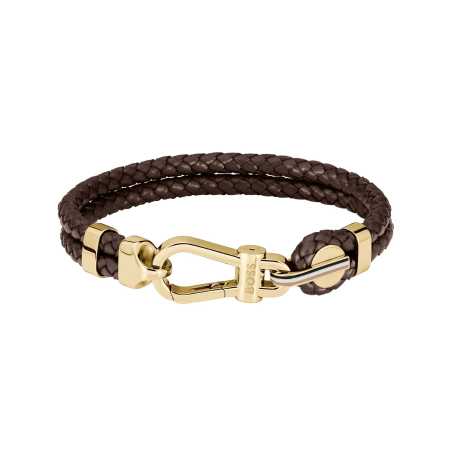 Módní dvojitý náramek z hnědé kůže 1580700 Hugo Boss / Délka: 19 cm